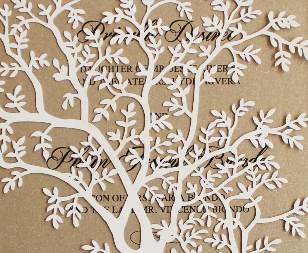 50pcs Laser Cut Tree Wedding Invitation, Fall Wedding Invitation Cards, Tree Wedding Invite, Rustic Wedding Invitations - Pack of 50
