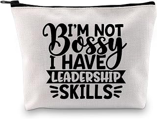 JXGZSO Funny Girl Boss Cosmetic Bag I'm Not Bossy I Have Leadership Makeup Pouch Bag Boss Lady Gifts, I have Leadership