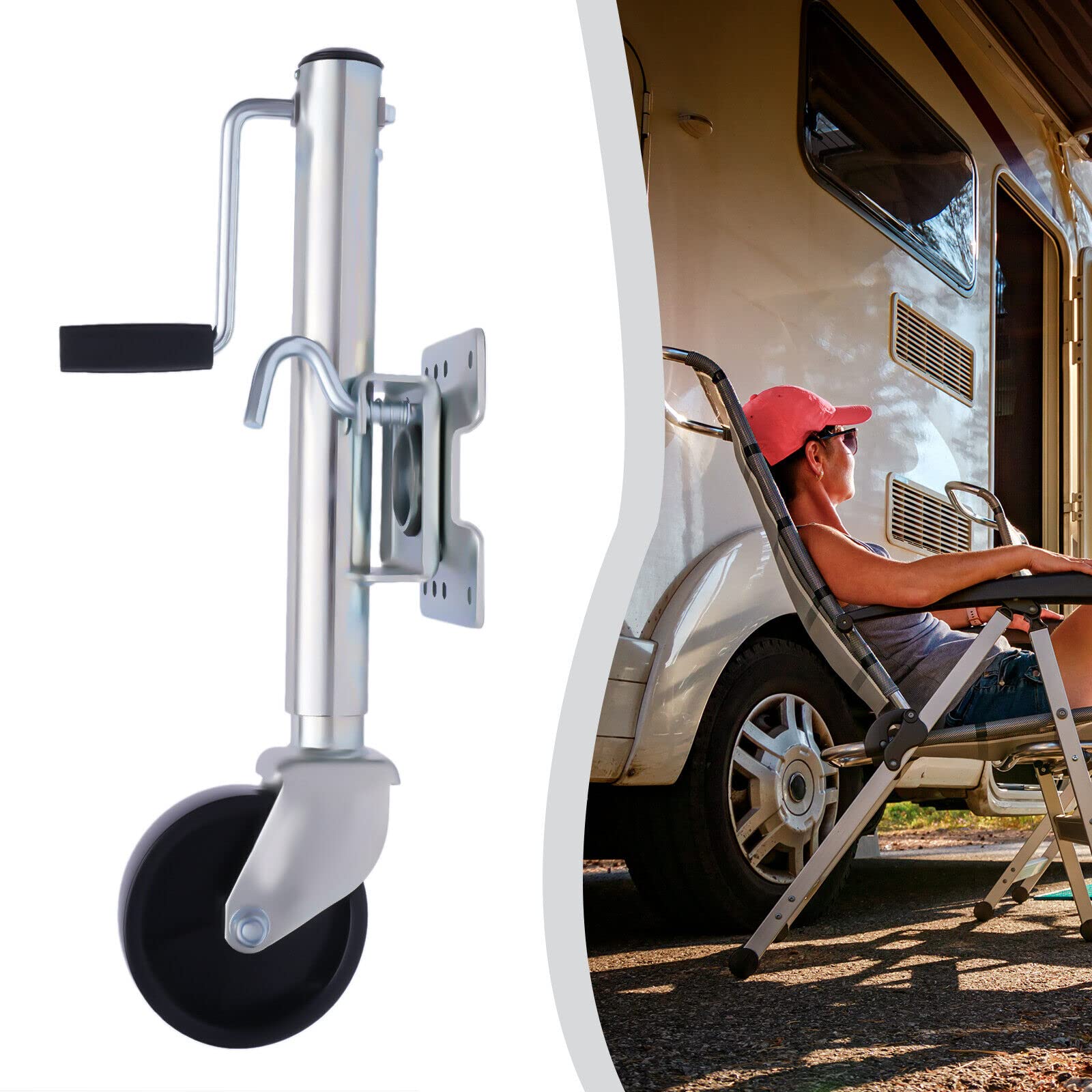Automatik Stützrad Strapazierfähiges Stützrad Trailer Bugrad Für Pkw Anhänger, Für Anhänger, Wohnwagen & Pferdeanhänger, Anhänger Stützrad Set Aus Stahl Verzinkt, Mit Metallfelge
