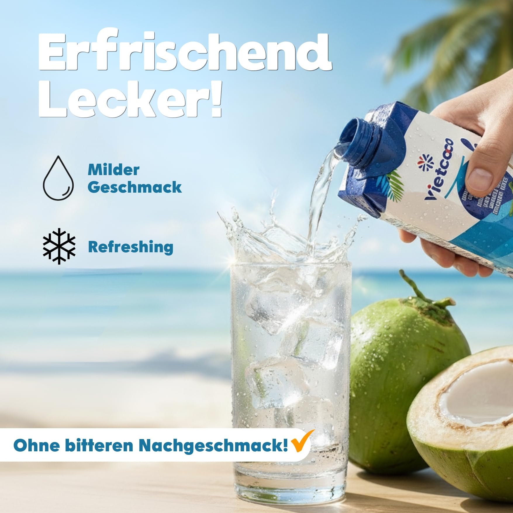 Vietcoco Kokoswasser 12 × 330 ml – 100% Pures Kokoswasser – ohne Zucker – Reich an Elektrolyten & Vitamin C – Erfrischend im Geschmack – Kalorienarm – Isotonisch & Lecker