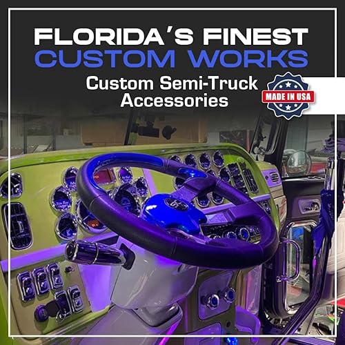 Miniatura 6 de Placa de luces de cúpula Peterbilt de la Florida (verde)  Placa de luz de espejo Peterbilt con interruptores de interruptor  Iluminación interior de