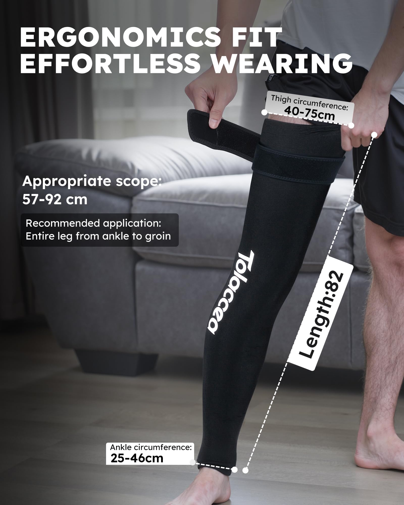 Tolaccea Bolsa de Hielo para Pierna Completa con Cobertura 360° – Compresa de Gel Reutilizable para Alivio del Dolor y Recuperación Muscular – Para Pie, Pantorrilla, Muslo, Rodilla y Espinilla(L)
