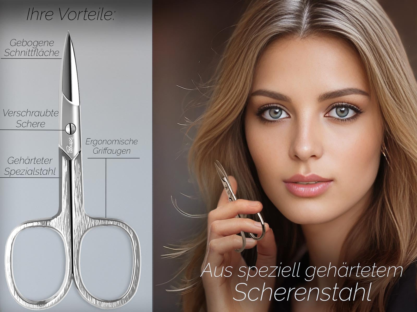 Profi Nagelschere aus Solingen - Premium Qualität mit gebogener Schnittfläche - Extra Scharfe Schneiden MADE IN GERMANY inklusive Etui
