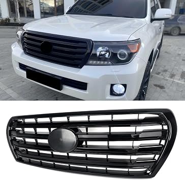Front Bumper Grille Compatible with 2008-2015 Toyota Land Cruiser LC200 Gloss Black Front Upper Grill Repalce for 53101-60916,5310160916