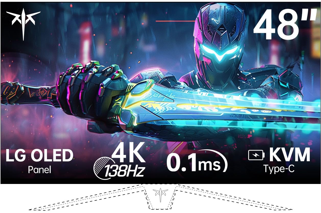 KTC 48 inch 4K OLED Gaming Monitor 3840x2160 UHD 138Hz 0 1ms GTG Remote DP1 4 2 HDMI2