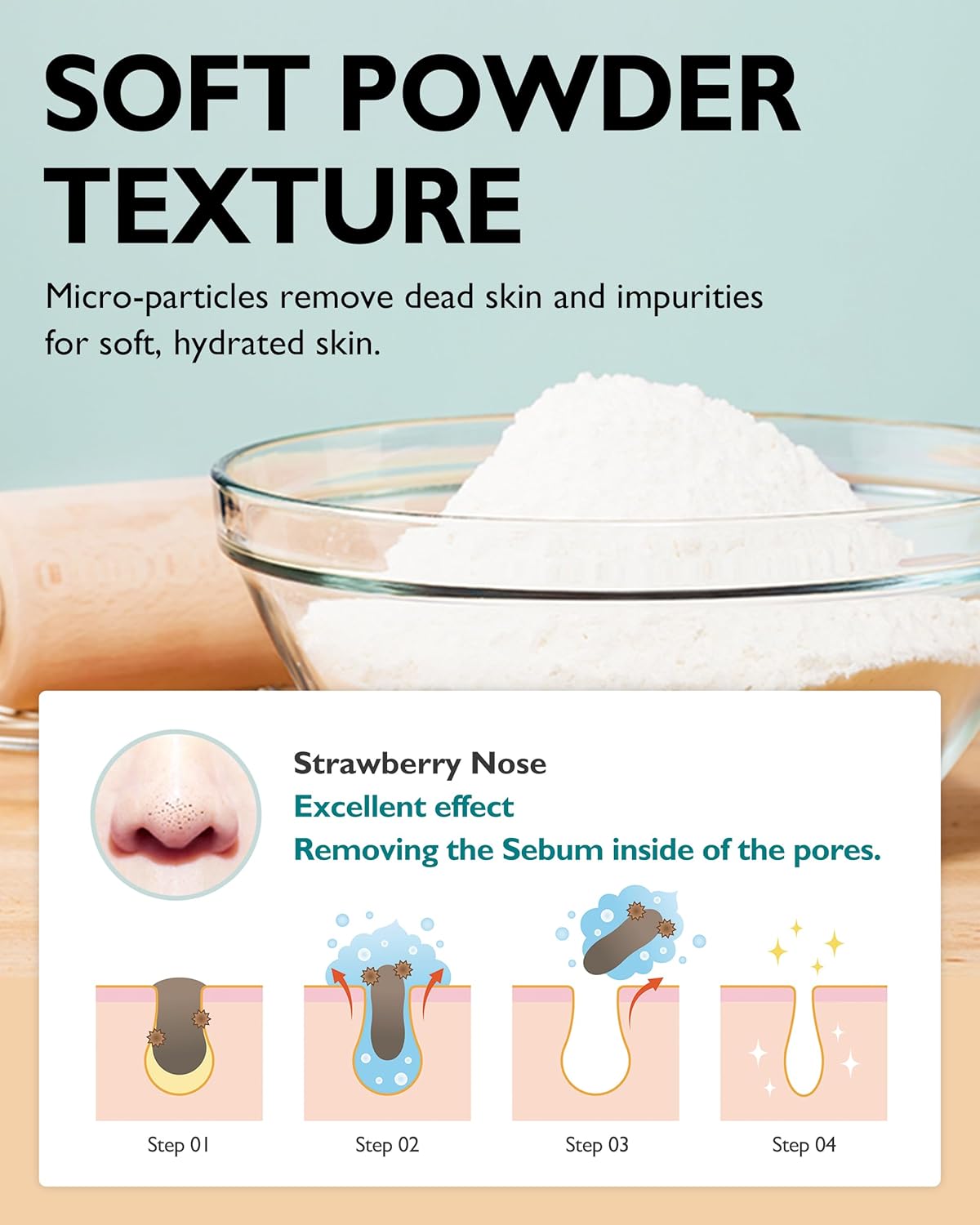 MAYISLAND 7 Secret Pore Clear Powder Scrub - Korean Exfoliating Face Scrub with AHA, BHA, PHA, Cica & Baking Powder - Soothing, Pore Purifying - Single-Use Individual Pouch, 0.17oz x 12 Pack - Image 5