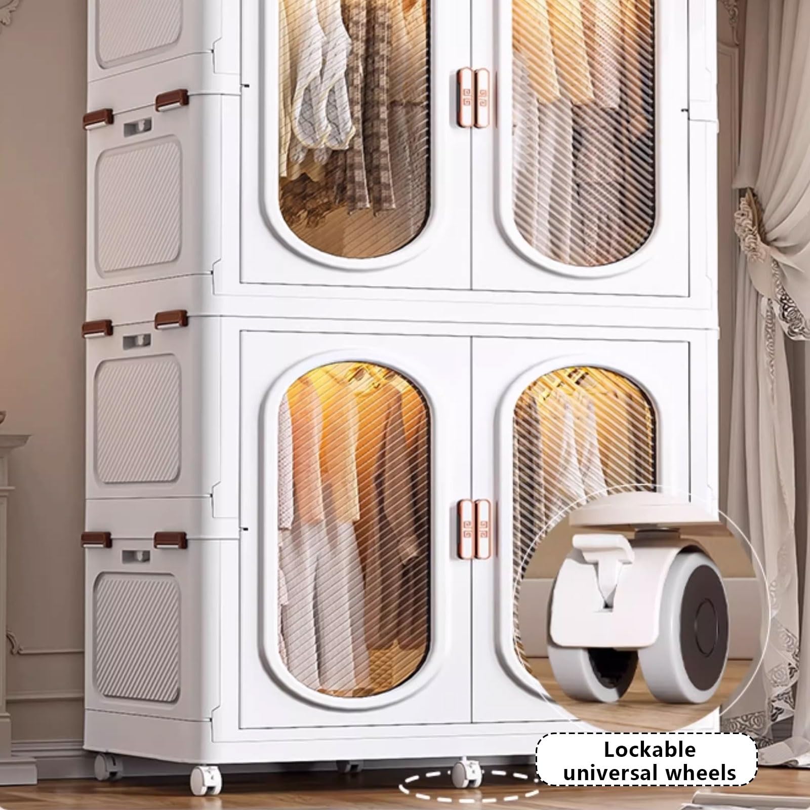 Armario Plegable, Armario Compacto de acrílico, Fabricado en PP, con Puertas Dobles(85 * 53 * 99cm)