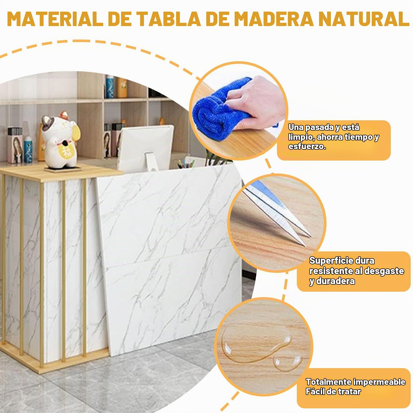 Mostrador Recepción, Con Cajones y Estantes Funcionales, Disponible en 100/120/140×40×90 Cm, Acabados en Blanco Cálido, Blanco Mármol o Gris Hierro, Ideal Peluque(Size:100x40x90cm,Color:Gris Hierro)