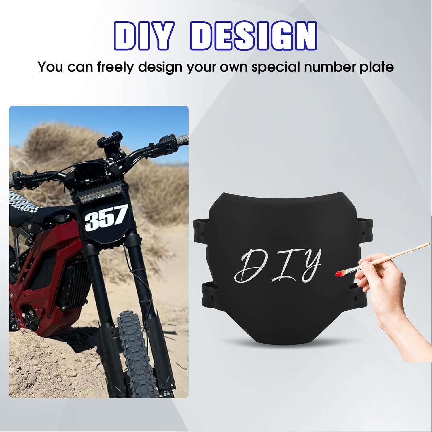 Number Plate for Ebike,Front Plate Ebike Mods Universal for macfox x1 x2 Surron Light bee x/s Talaria Sting mx4/mx3/xxx Ridstar Tuttio Electric Dirt Bike Black