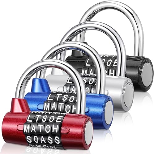 Cerradura de combinación de 5 letras, 4 unidades, casillero de gimnasio de 5 dígitos, candado de combinación de candado de metal reiniciable sin