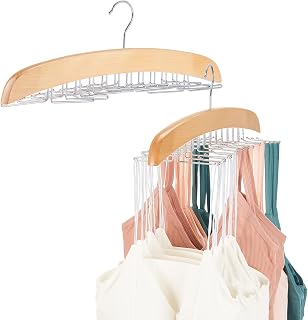 2 Pack Mattly Tank Top Hanger Bra Organizer Belt Hanger Scarf Hanger Tie Hanger | Closet Space Saving Hangers | Premium Wood 24 Foldable Hooks