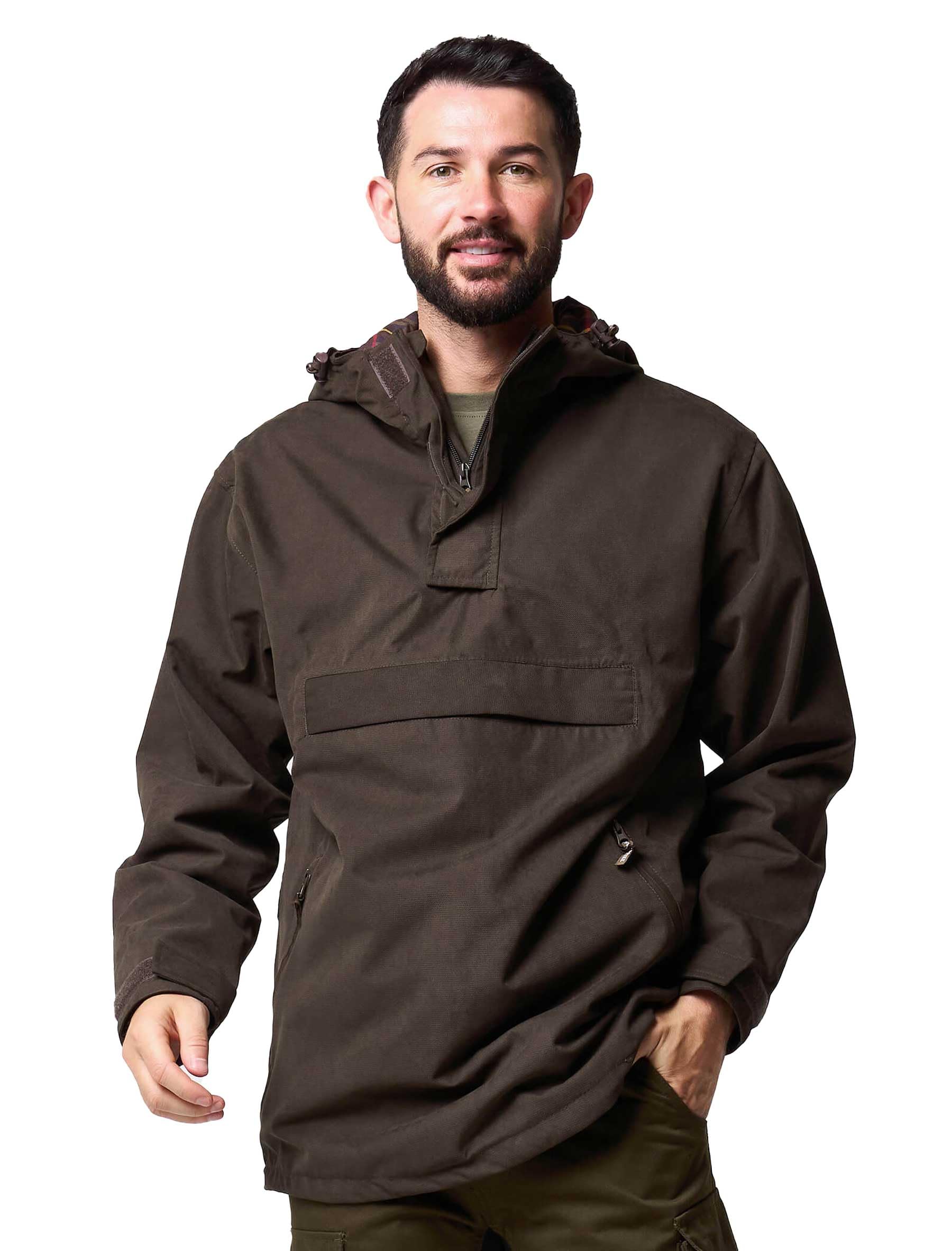 Jack Pyke Men's Brown Ashcombe Overhead All-Weather Windbreaker Jacket For - Waterproof Smock With Pockets For Hiking, Fishing, Bushcraft – Large