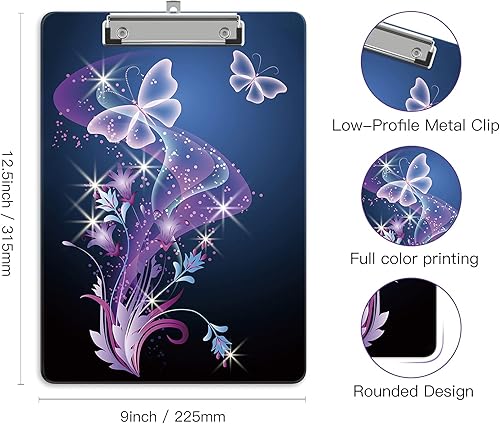 Miniatura 2 de Portapapeles de plástico A4, bonito tablero de clip, tamaño de letra Stardard, 9 x 12.5 pulgadas, decoración de oficina para estudiantes, mujeres,