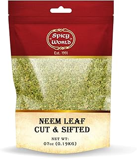 Spicy World Dried Neem Leaves 7 Ounce Bag | Nimtree Leaf - Indian Lilac | Margosa Leaves , Azadirachta Indica - Cut & Sift...