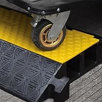 Vista 7 de Large 2-Channel Rubber Floor Cable Protector Ramp, Heavy-Duty Floor Cable Wire Cord Cover Speed Bumps, Driveway Hose Cable Ramp Protective Cover