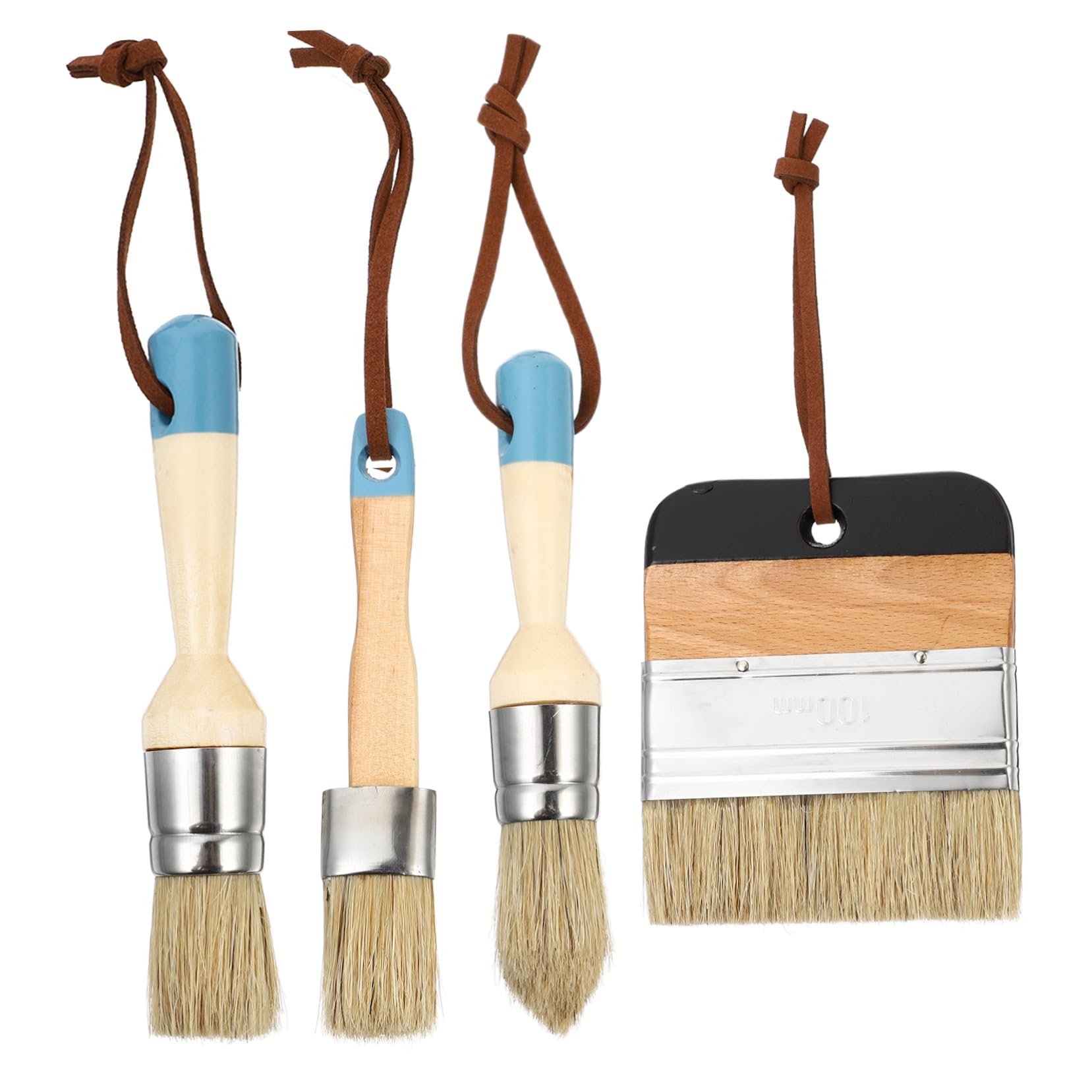 Gatuida Pinceles para Pintura Al Óleo y Cera Mango De Madera, Set De 4 Piezas, Cerdas Flexibles y Resistentes, para Pintar Muebles, Decoración del Hogar, Uso Artístico y Manualidades