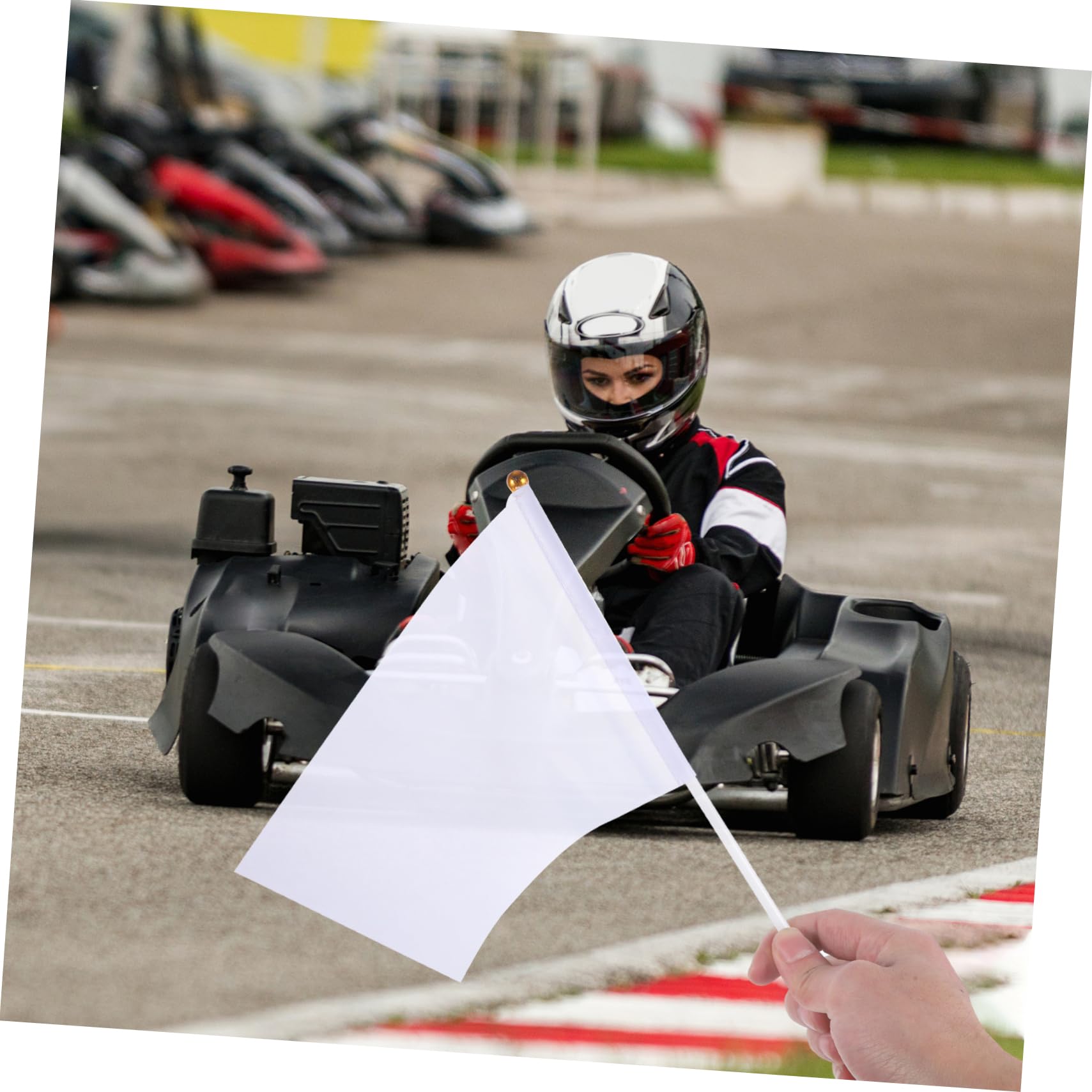 BELLIFFY 20pcs White Hand Cranked Flags for Referees and Events Lightweight Portable Commanding Banners for Racing Parties Sports and Community Gatherings