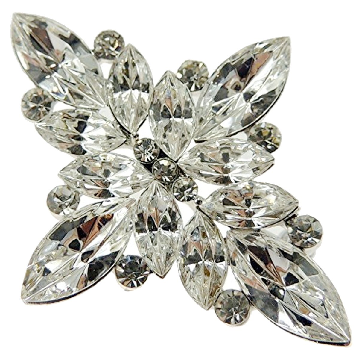 Extra Sparkly Womens Bridal Wedding Dress Christmas Birthday Scarf Lapel Marquis Diamante Diamante Gift Crystal Rhinestone Brooch Badge Corsage Pin SMALL Cross Flower Boxed