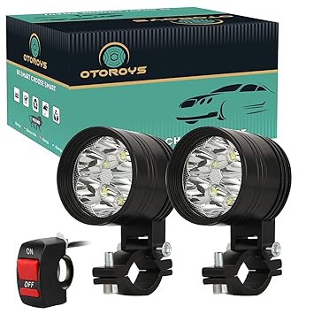 OTOROYS 60Watt 6500K 1600LM Motorcycle Led Fog Light Headlight White Super Bright 6-Leds Working Spot Light Motorbike Fog Lamp With Switch
