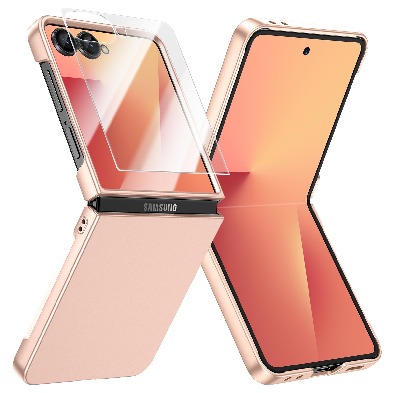 Doeshine für Samsung Galaxy Z Flip 7 Hülle Ultra Dünn, Displayschutzfolie, Lightweight Skin-Friendly, Hard PC Stoßfest Schutzhülle Kratzfest Rugged Cover für Galaxy Z Flip 7 5G 2025 (Gold)