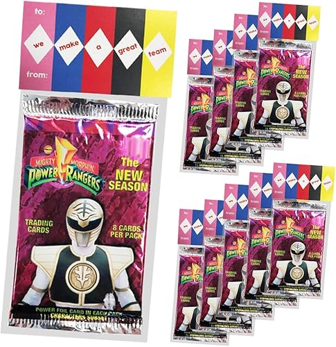Power Rangers - Recuerdos de fiesta, We Make A Great Team, paquete de 10, suministros de fiesta o tarjetas del día de San Valentín para intercambio