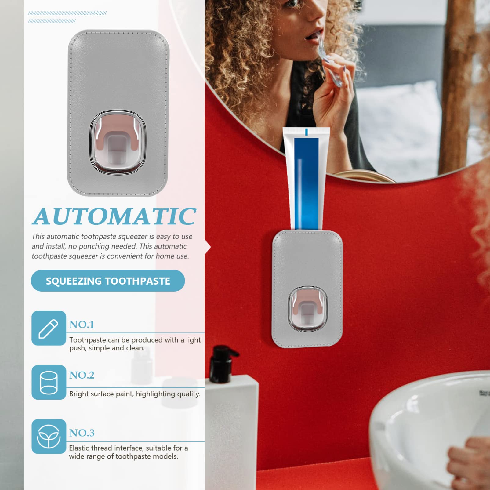 TOPBATHY 3pezzi Dispenser Automatico Di Dentifricio Strumento Pratico Per Squeezer Installazione Senza Chiodi Design Compatto Per Uso Domestico Bagno
