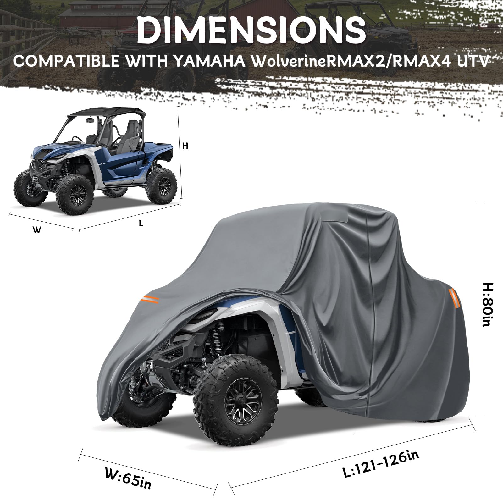 Funda para Moto UTV Impermeable para 2021-2026 Yamaha Wolverine RMAX2 1000 RMAX4 1000 Compact 2018-2026 Wolverine X2/X4(850 & 1000cc Models), Funda Moto Exterior Resistente a la Intemperie
