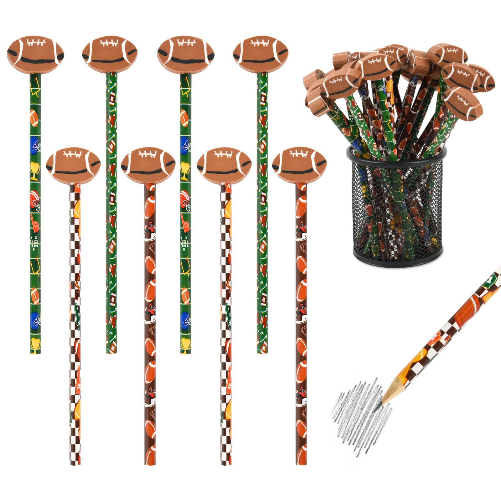 Ulema 48 Pcs Football Pencils and Erasers for Football Theme Birthday Gifts Assortment Stationery Pencils for Students Office School Classroom Supplies. : Office Products