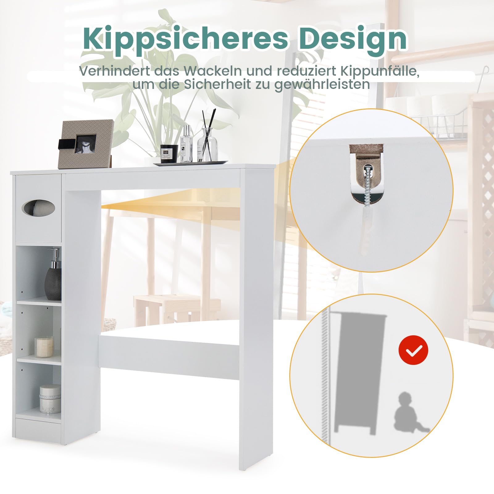 Witte Houten Costway Badkamer Schuifdeur kasten