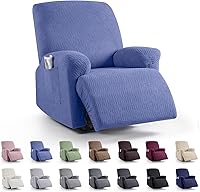 Vista 44 de KinCam Fundas para Reclinables, Fundas Elásticas para Sillas Reclinables, Fundas para Sofá Reclinable con Diseño de Rayas Jacquard, Fundas