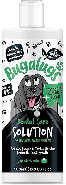 BUGALUGS Dog Breath Freshener Dental Care Water Additive. Clean Teeth, Healthy Gums & Fresh Breath - Natural Dog plaque remover & tartar remover for teeth - No Brushing Needed