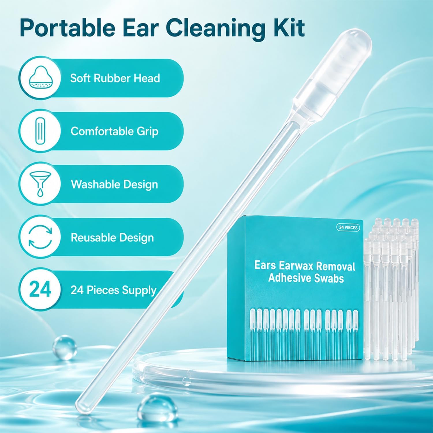 48PCS Sticky Ear Cleaning Stick, Reusable Earwax Removal Adhesive Swabs image 2