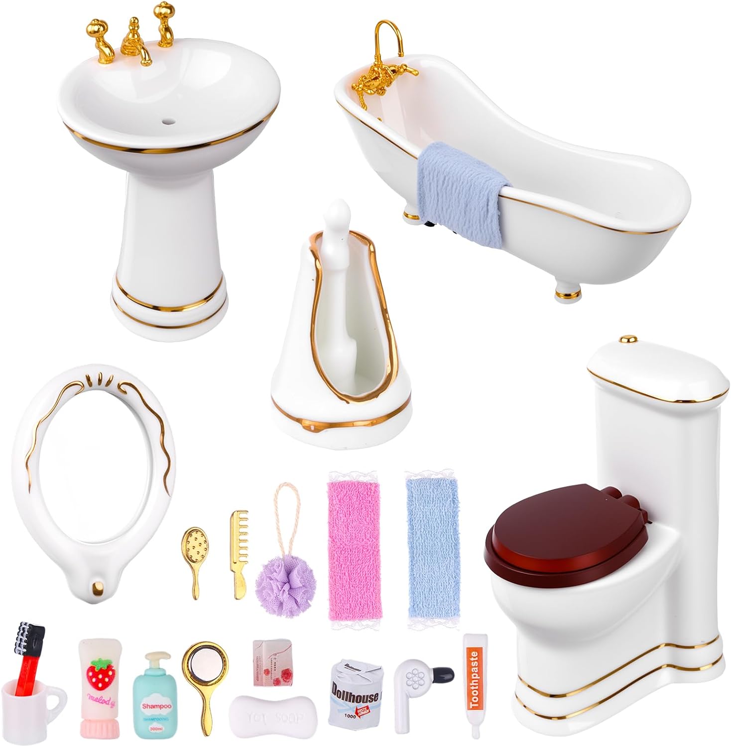 1:12 Dollhouse Miniature Porcelain Bathroom Set 5Pcs Martinique Ubuy