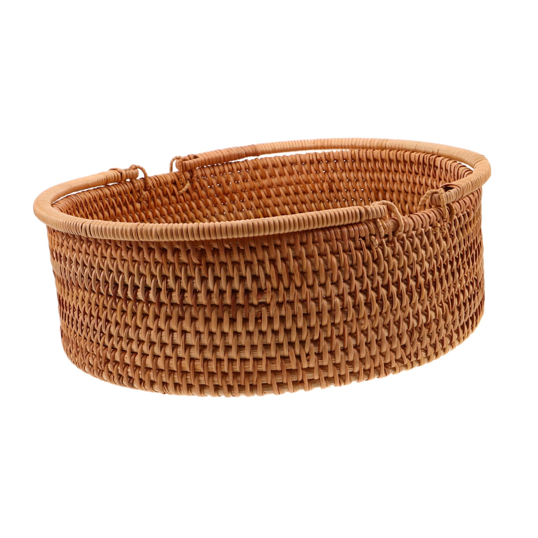 Homoyoyo Cesta de Mimbre Trenzada con Asa Resistente y Duradera Organizador de Ratán Hecho Mano para Picnic Almacenamiento de Frutas y Verduras para Bodas Shower y Decoración del Hogar