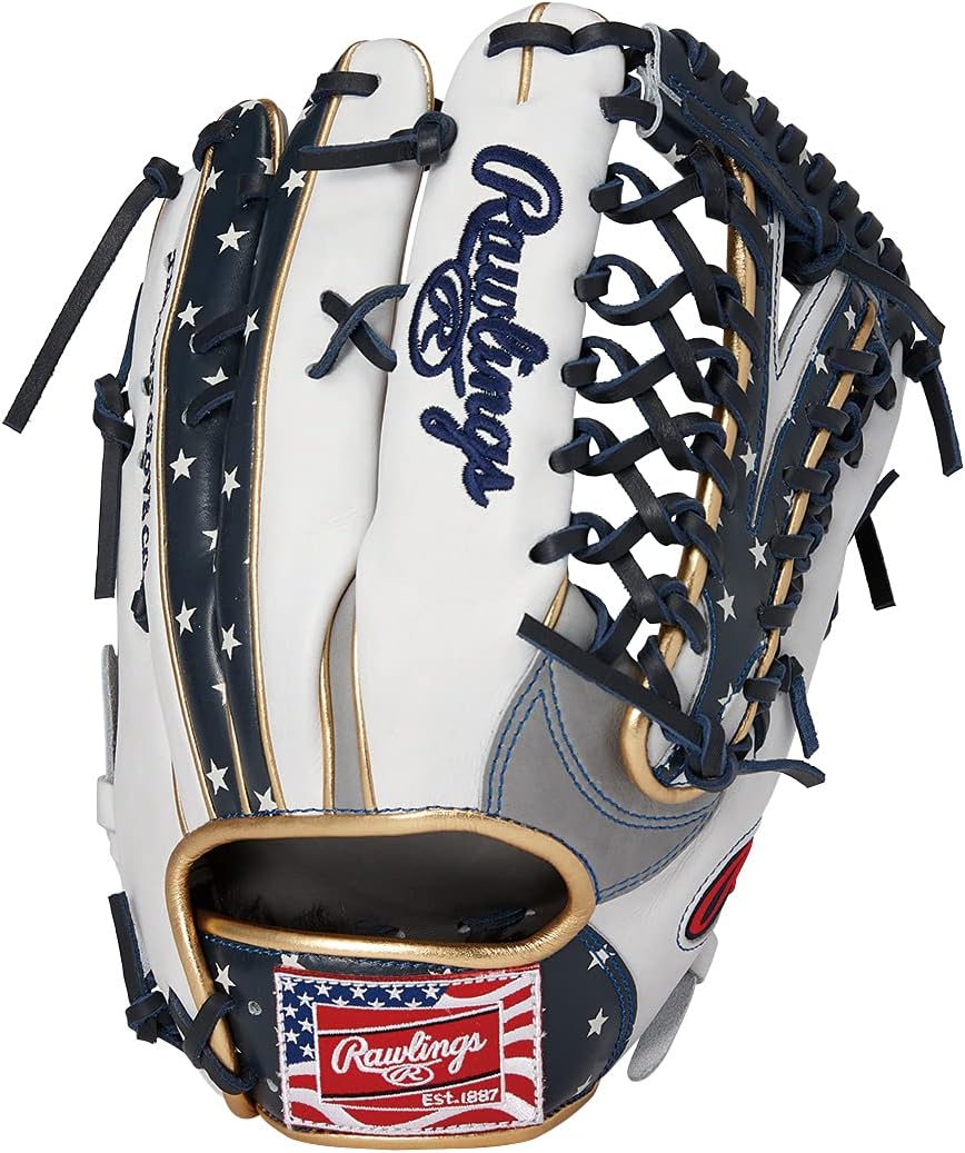 Rawlings GR1R4B88 USA HOH Soft Gloves for Baseball and Adults, Gloves GR1R4B88 [Outfielders], Gray/White, Size 12.5 inches *Left Throwing