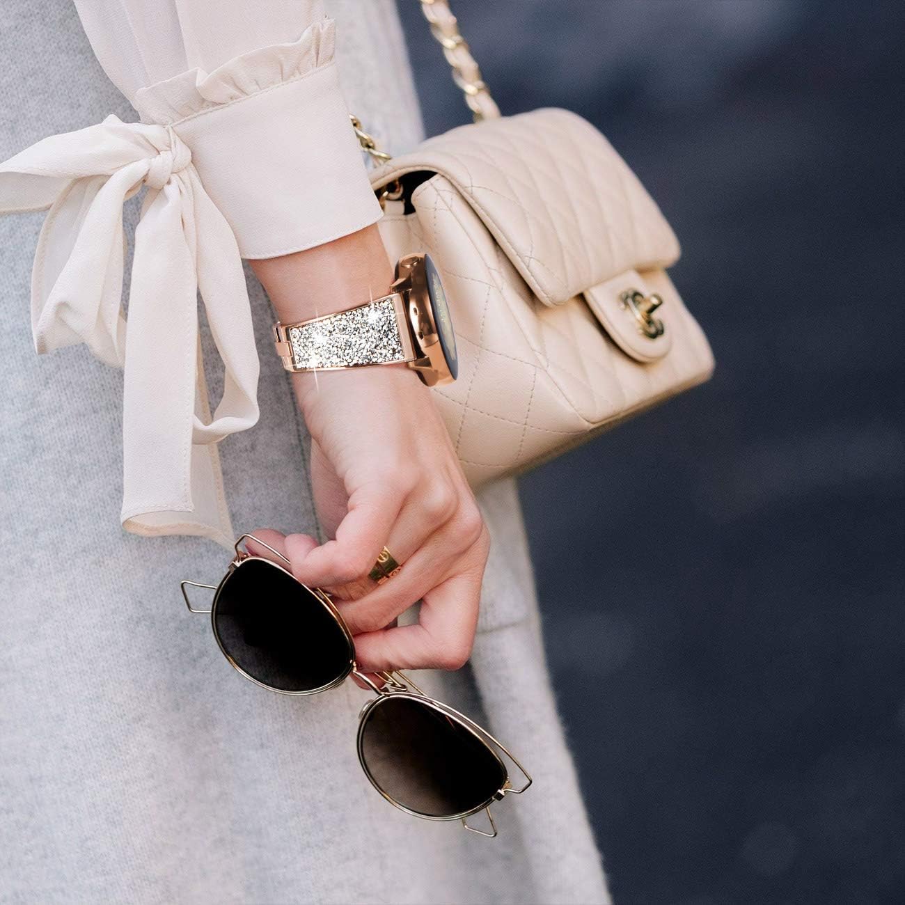 NewWays Galaxy Watch 7 6 Classic 6 5 4 Band 40mm 44mm Galaxy Watch 4 40mm 44mm 42mm 46mm, 20mm Stunning Crystal Bracelet with Quick Release Pin for Galaxy Active 2 - Image 6