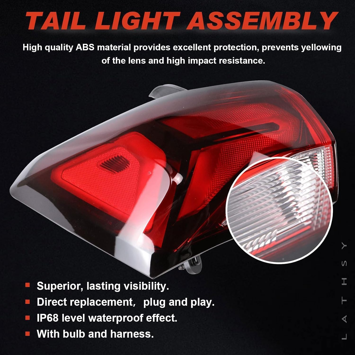 Halogen Tail Lights Assembly Outer Compatible with 2022 2023 2024 Chevy Equinox Left Driver Side Taillight With Side Light Replace 85132581