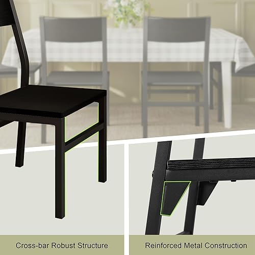 Miniatura 6 de Feonase Juego de 6 sillas de comedor, sillas de cocina modernas con respaldo ergonómico, tablero MDF y patas de metal, sillas de comedor para