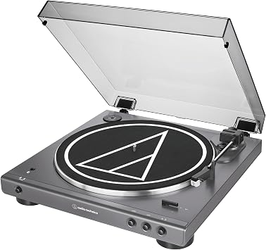Audio-Technica at-LPGO-BT Fully Automatic Wireless Belt-Drive Turntable (Gun-Metal/Black)