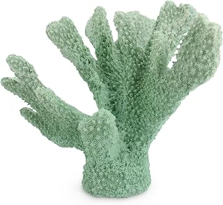 Resin Coral Decor Beach Decorations for Home Coastal, Decorative Coral Sculpture Ocean Decor for Bedroom Shelf Tabletop Wedding Party Theme Statue (Mint Green)