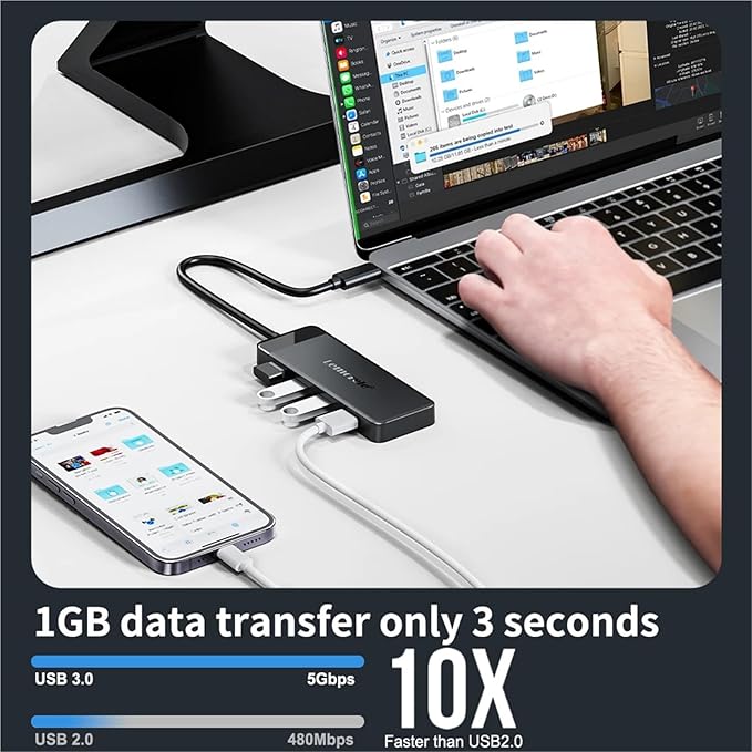 Hub USB C TC92 9 en 1 con HDMI 4K y Carga 100W miniatura 4