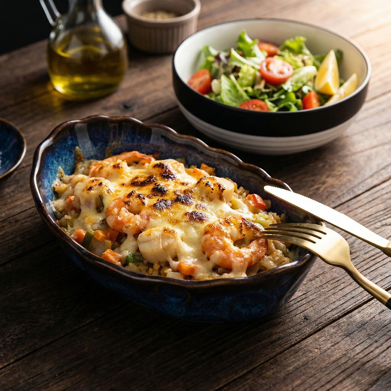 Ceramic soup bowl (6.7 oz), wavy ceramic bowl, fruit salad bowl, tabletop garnish, with handle, 4 pieces, single serving, microwave safe (nebula blue)