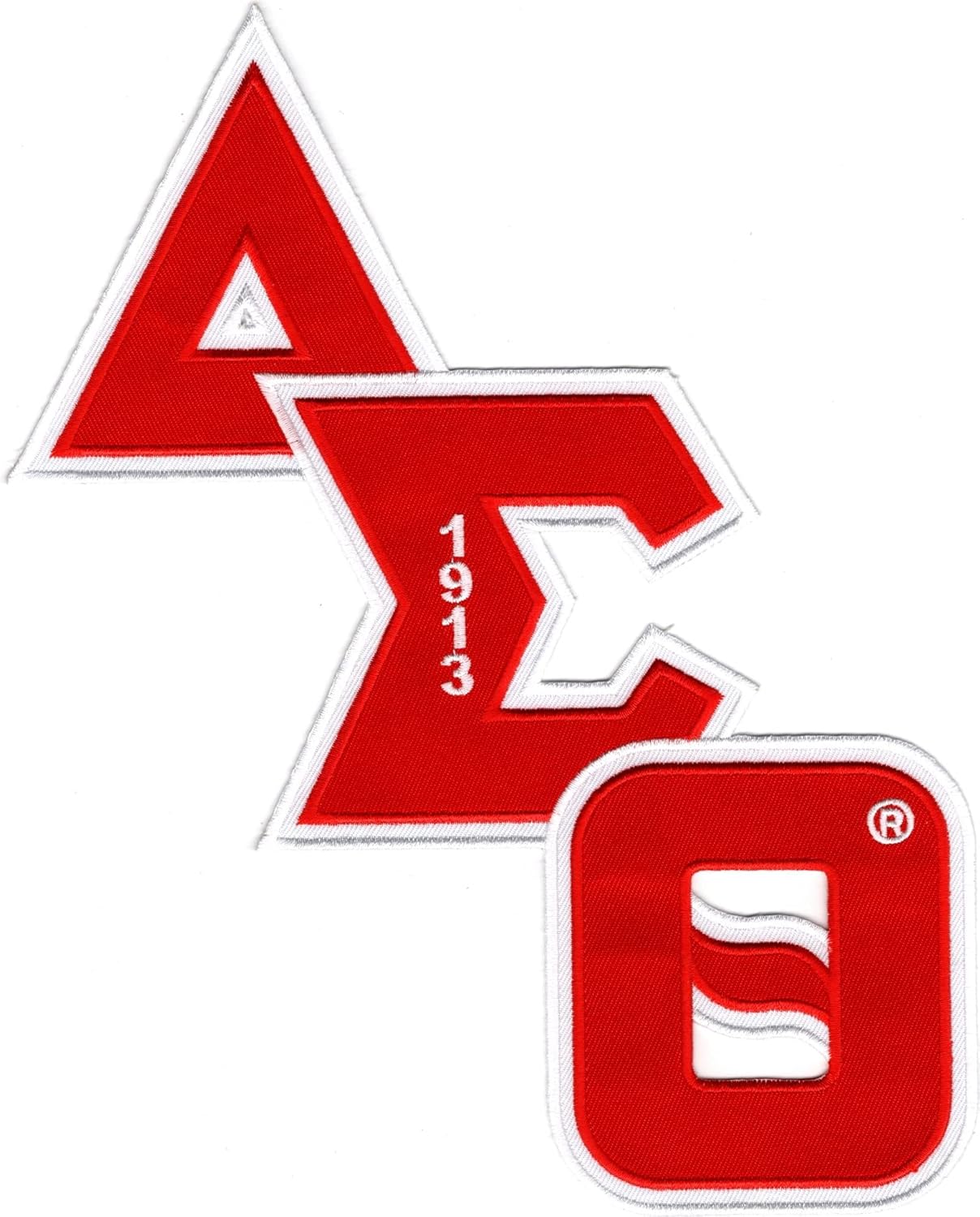 Delta Sigma/Σ Theta Diagonal Connected Twill Letter Iron-On Patch [Red - 10" T x 8" W] - ID#142314