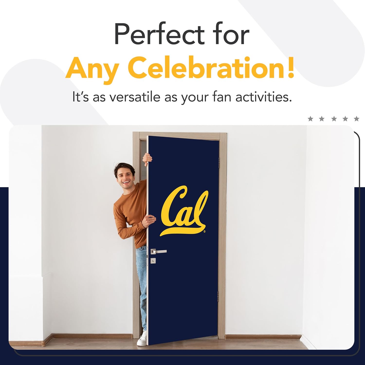 California Bears College Sports Printed Front Door Banner - NCAA Licensed - Durable Vinyl - School Banner (Navy Blue, Gold) (36" x 80")
