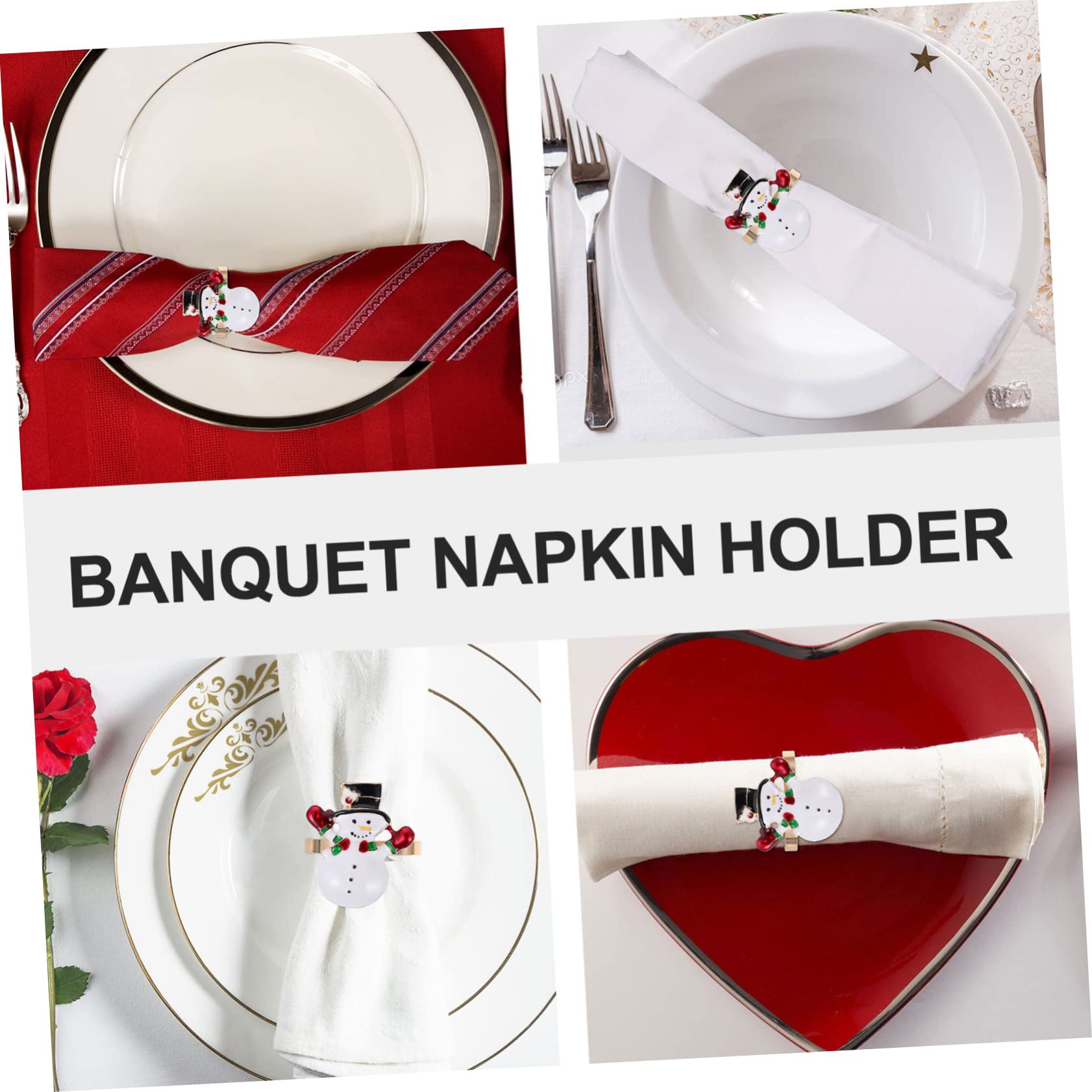 TOPBATHY 12 Pièces Boucle de Serviette Bonhomme de Neige Ronds de Serviette de Noël Anneau Porte-Serviette de Salle à Manger décor Couverts de Table Porte-Serviettes de noël l'automne Bague