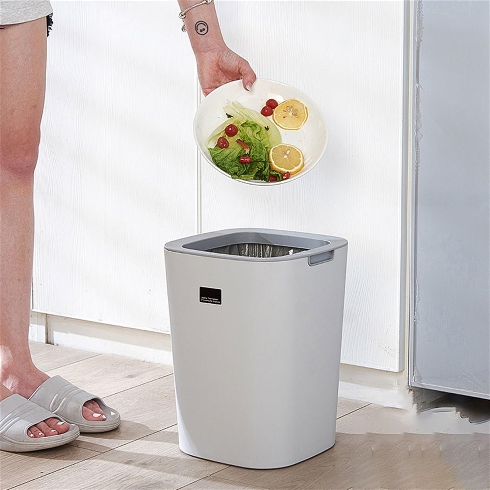 Cestino Pattumiera senza coperchio da 12 litri for la casa, soggiorno, camera da letto, pattumiera semplice, cestino for la carta igienica in bagno, cucina, cestino for la carta straccia in plastica f