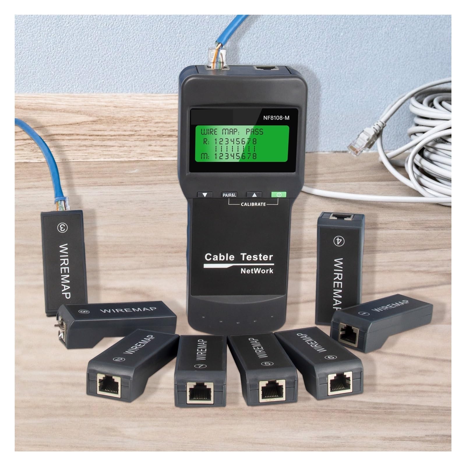 Analizator sieci Tester kabli sieciowych NF-8108M z wyświetlaczem LCD Pomiar długości Narzędzie do śledzenia Wielofunkcyjny tester do diagnostyki kabli sieciowych