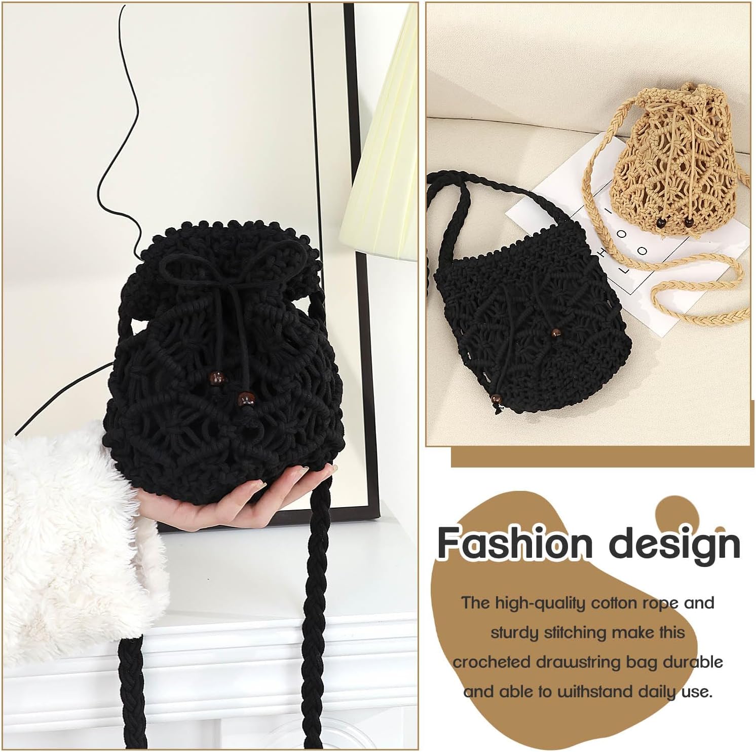 Straw Handbags Purses Crossbody Pocketbook Bag Casual Woven Beach Bags Summer Hobo Hippie Chic Tote Bags with Chain - Image 3