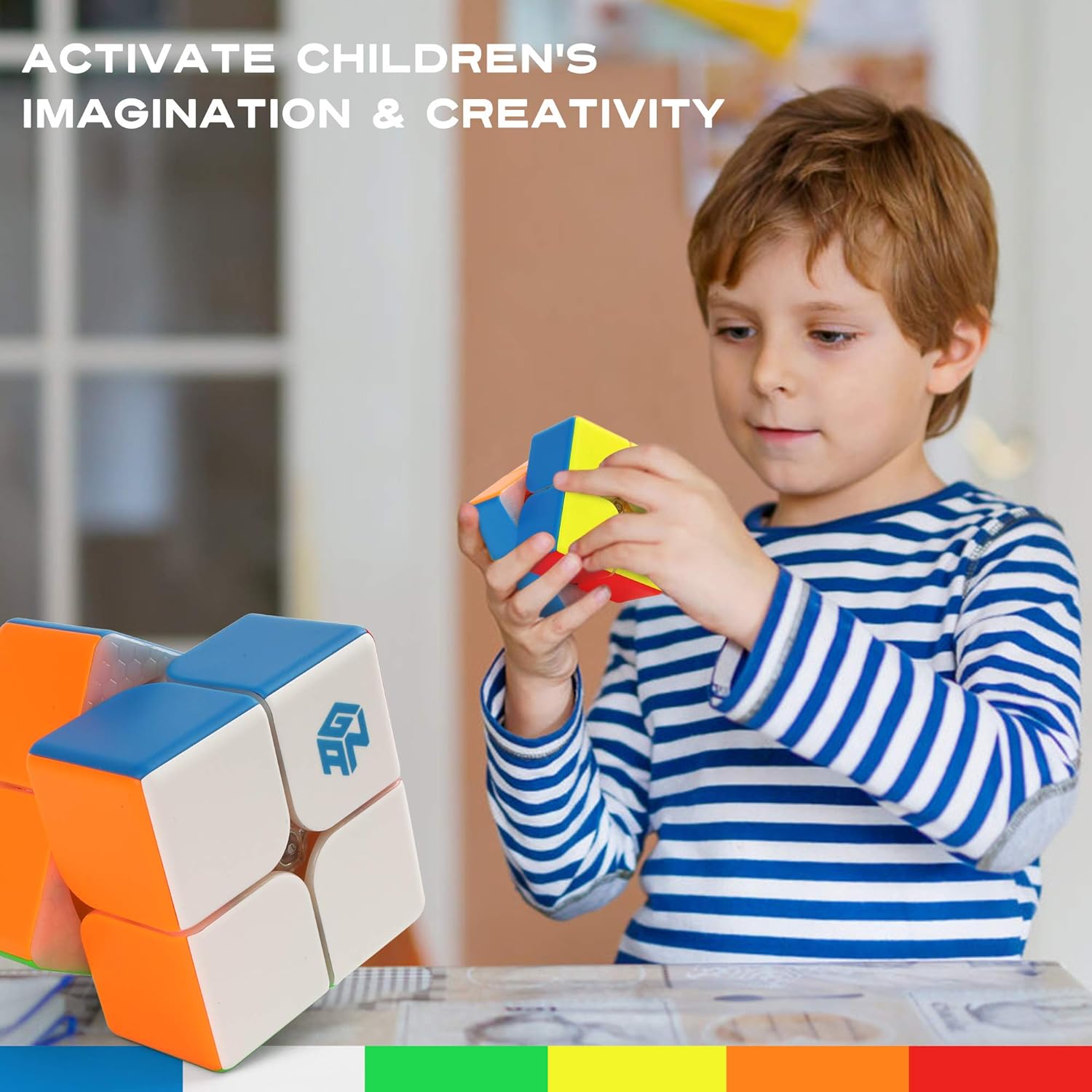GAN 249 V2 2x2 Speed Cube, 2 by 2 Mini Magic Cube Puzzle Toy Gift for Kids Basic Learning, 49mm, Stickerless