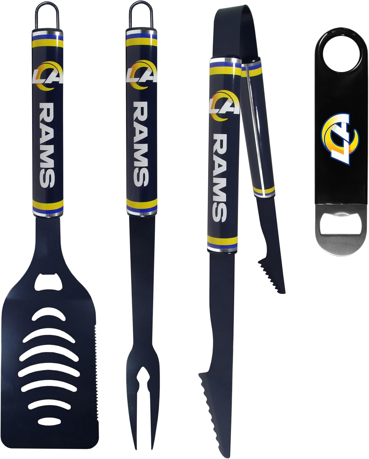 Siskiyou NFL Los Angeles Rams 3 pc Logo BBQ Tools w/Bottle Opener, One Size, Team Colors